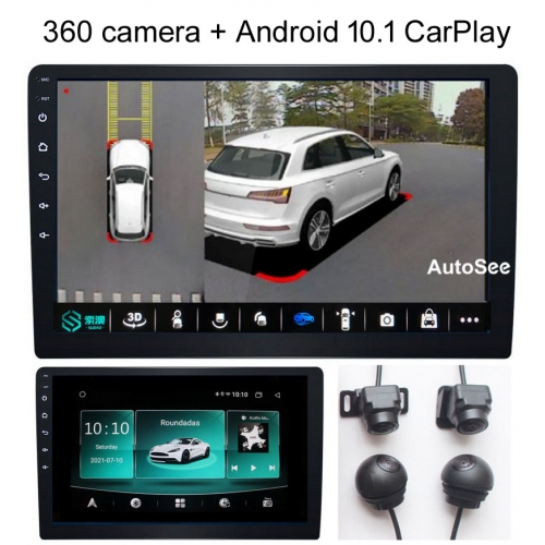 Android 10.1 Radio Navigation touch screen monitor + 360 degree camera Car AVM around view bird eye 24 hours parking defense